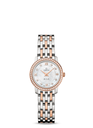 Omega De Ville Prestige Quartz 24.4 Stainless Steel / Red Gold / Diamond / MOP / Bracelet